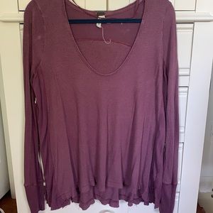 Free people purple oversized waffle shirt
